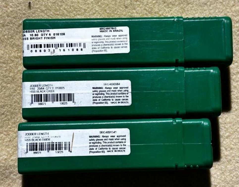 New, Precision Tooling, Total Qty 18, 6/Box, Black Oxide, Brazil