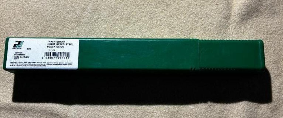 New, Precision, Qty 1, Taper Shank HighT Speed Steel Black Oxide 1.1/8, Brazil