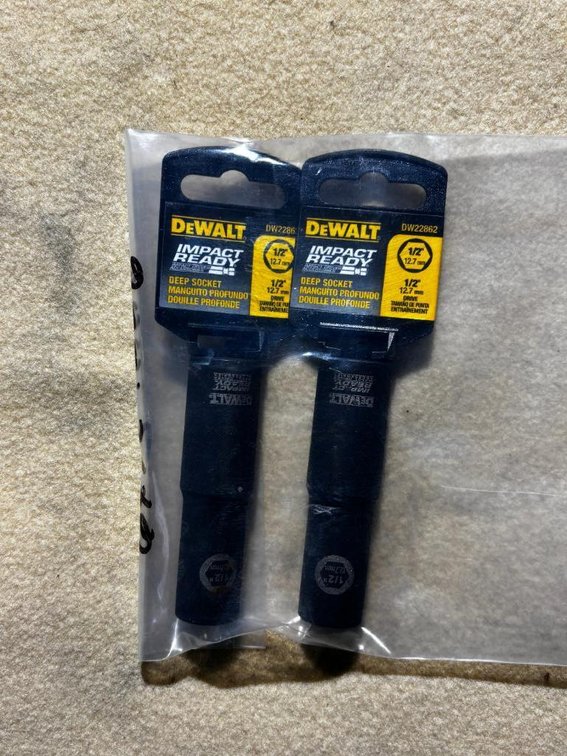 New, Qty 2, DeWalt Impact Deep Sockets, 1/2in