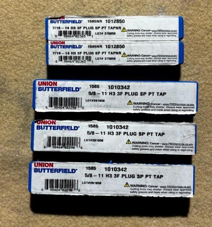 New, Union Butterfield Tooling, 7/16 and 5/8 Taps