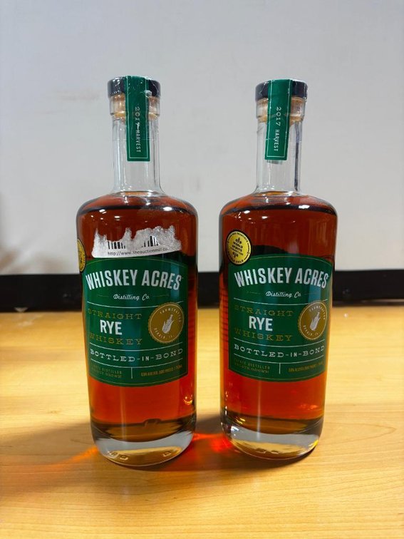 (2) Bottles, Whiskey Acres Straight Rye Whiskey, Bottled in Bond, 750ml