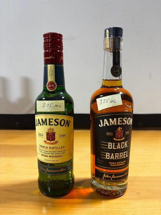 (2) Bottles, 375ml ea. Jameson Irish Whiskey and Black Barrel 3x Distilled Irish Whiskey