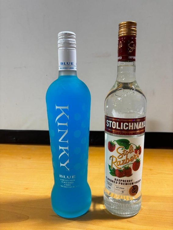 (2) Bottles, Kinky Blue Wild Berry & Mango and Stoli Razberi Vodka, 750ml