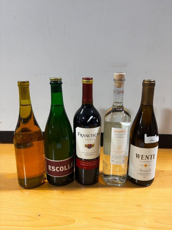 Five Bottles of Wine, Woodbridge, Escolle, Franciscan, Ipsicaminos, Wente