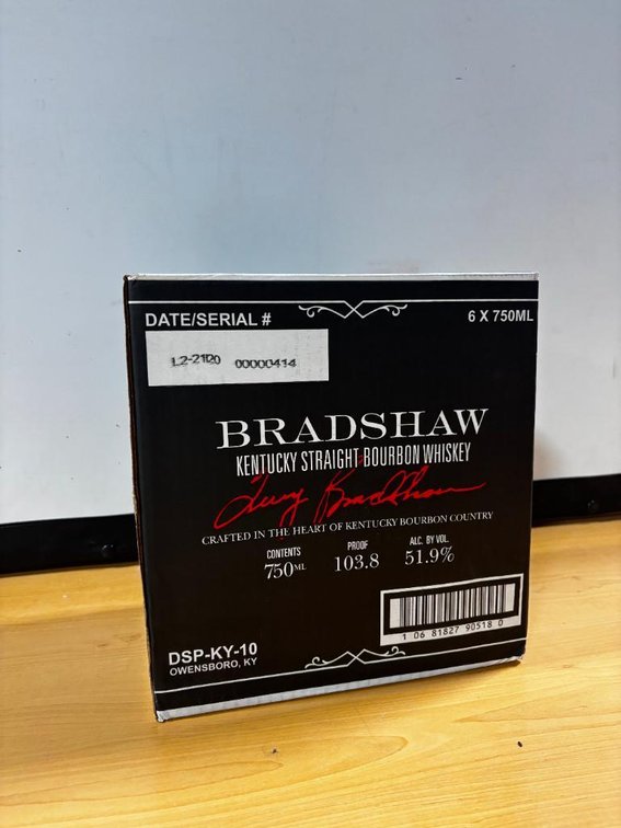 Case of 6 Bottles, Bradshaw Kentucky Straight Bourbon Whiskey, 750ml