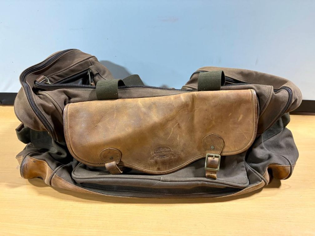 Large Leather and Canvas Duffel Bag, Multiple Uses, Unisex