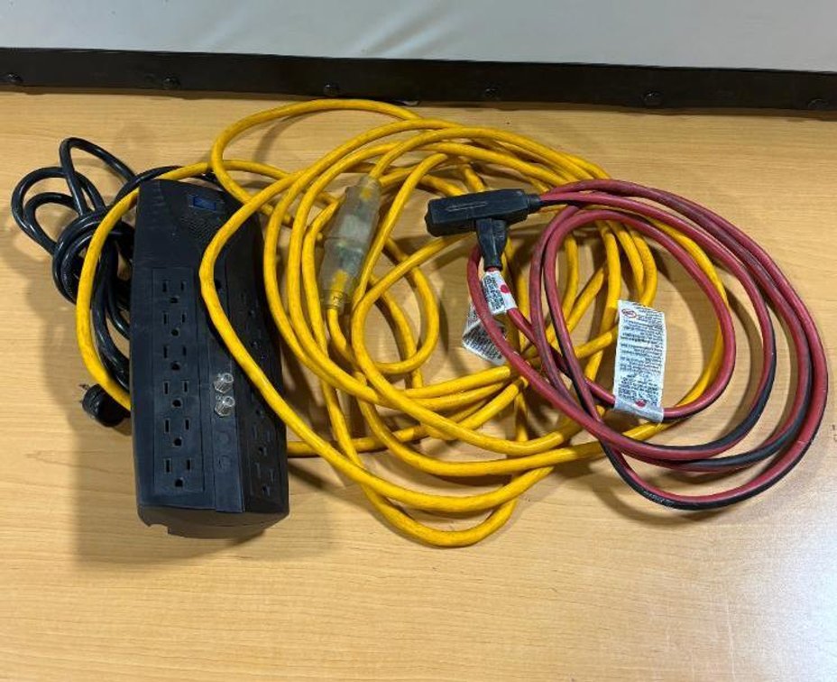 Group of Electrical Extension Cords and Power Strip