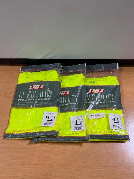Lot of 3, Hi-Visibility Class 3 Workwear Performance T-Shirts, Size Large, New