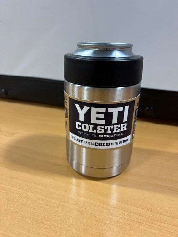 New Yeti Stainless Steel Rambler Colster, Fits 12oz Cans, Comes w/ Hidden Storage Can