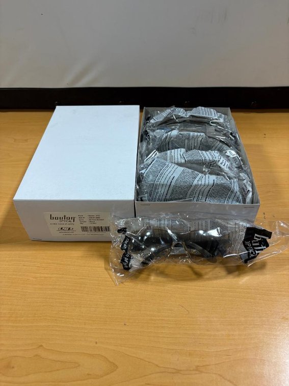 New Case of 12, Bouton Optical Black I/O Anti-Scratch Safety Glasses, Zenon-Z12