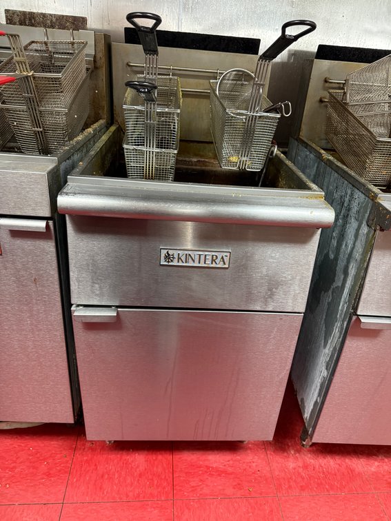 Kintera Model KF5-N Natural Gas Floor Fryer, 150,000 BTU, Fixed Base, Mfg. 12-18-2018