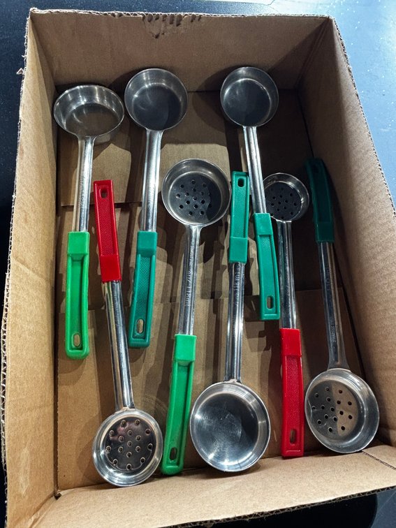 Group of Commercial Portion Spoons, Some Perforated, See Images for Detail