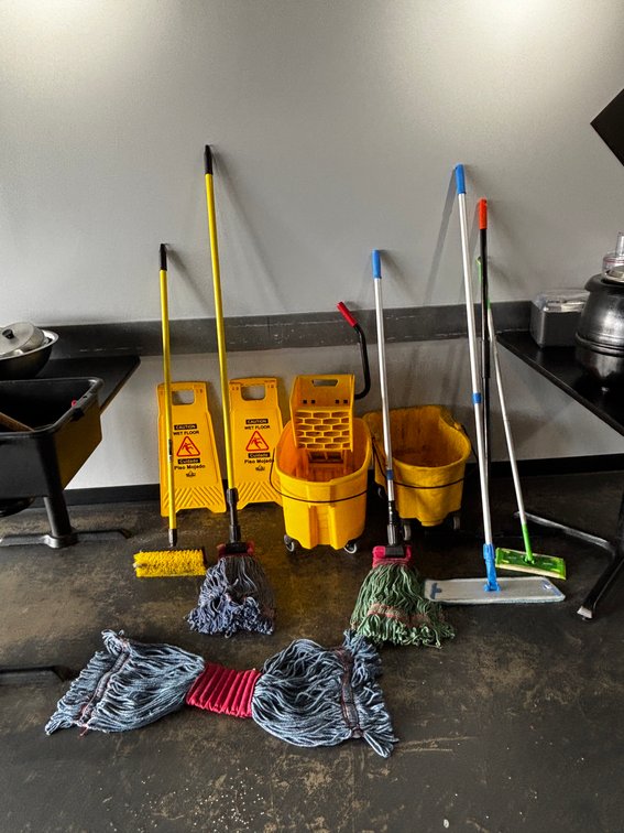 Janitorial Lot, Mops, Mop Heads, Wet Floor Signs, Mop Buckets, Swiffer & NSF Broom