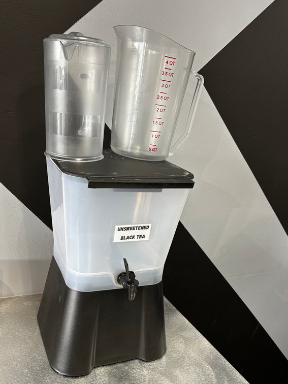 3-Part Poly Drink Dispenser w/ Two Cambro Liquid Measuring Pitchers