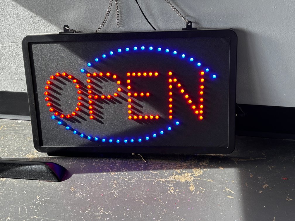 LED Open Sign, Working Good w/ Chain Hanger & Power Cord