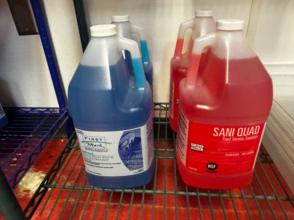 Four Gallons of Pot & Pan Detergent and Food Service Sanitizer, 2 of Each