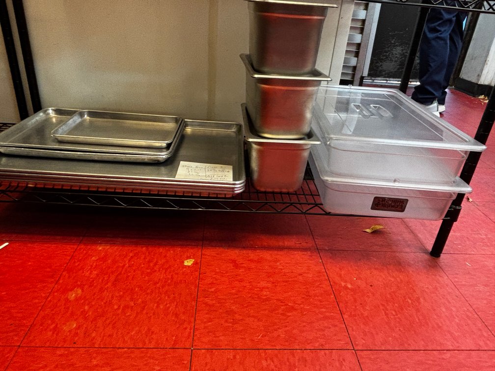 Sheet Pans, Steam Pans, (4) Full-Size, (2) Half-Size, (1) 1/4-Size Sheet Pans, 7 Steam Pans, 2 Food Pans w/ Lids