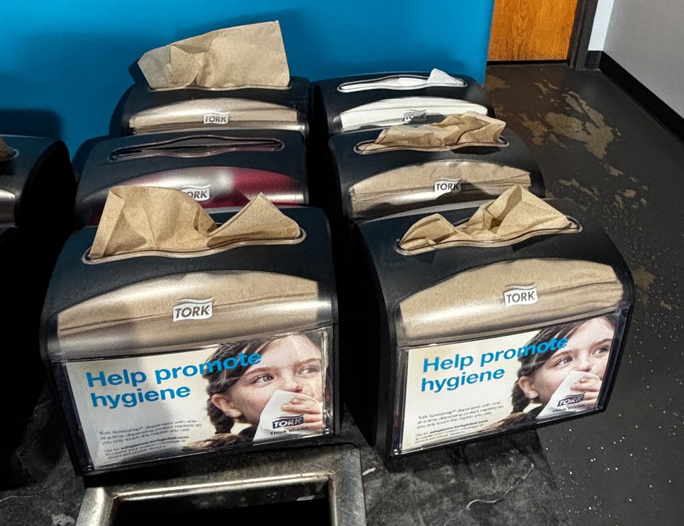 Group of Six, Tork Napkin Dispensers