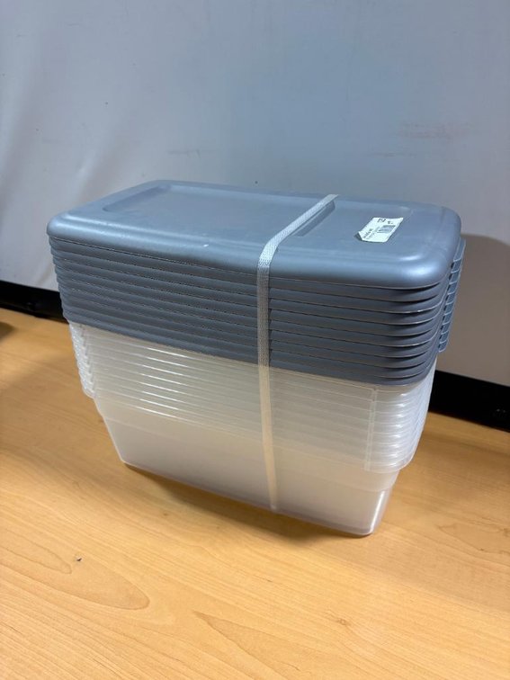 Pack of 10, New, Sterilite 6 Qt. Storage Containers, 14in x 8in x 4-7/8in