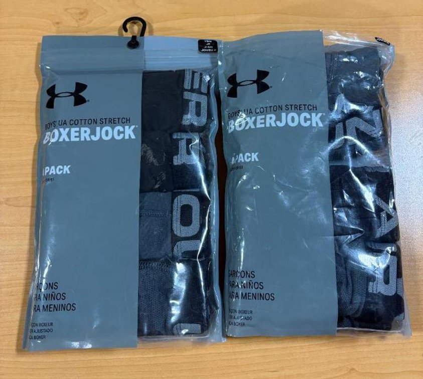 Lot of 2, New, Under Armour Boys Cotton Stretch BoxerJock 4 Packs, 8 Total