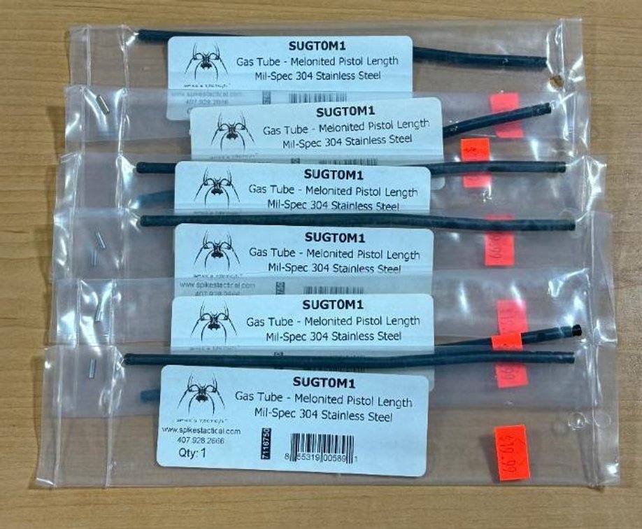 Lot of 6, New, Spikes Tactical Gas Tube, Melonited Pistol Length, Mil-Spec 304, SUGTOM1, SS