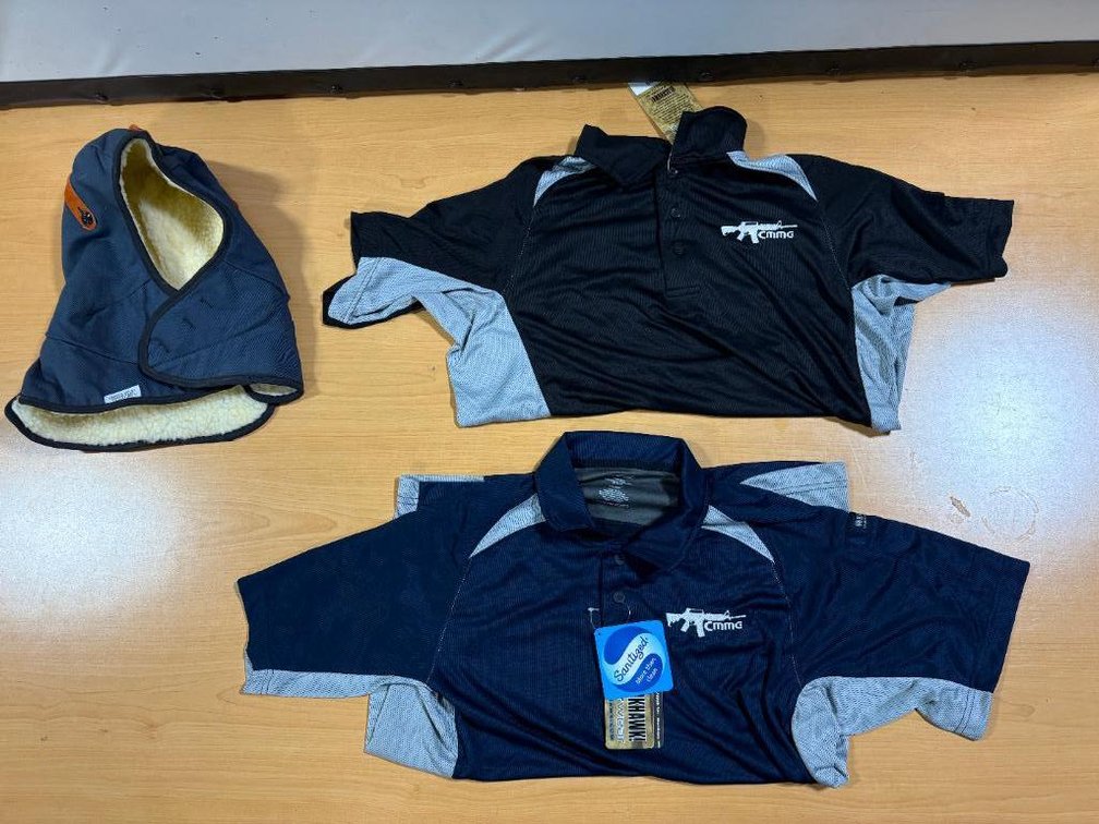 Lot of 2, New CMMG Tactical Polo Shirts, Size Medium, & Winter Hard Hat Liner