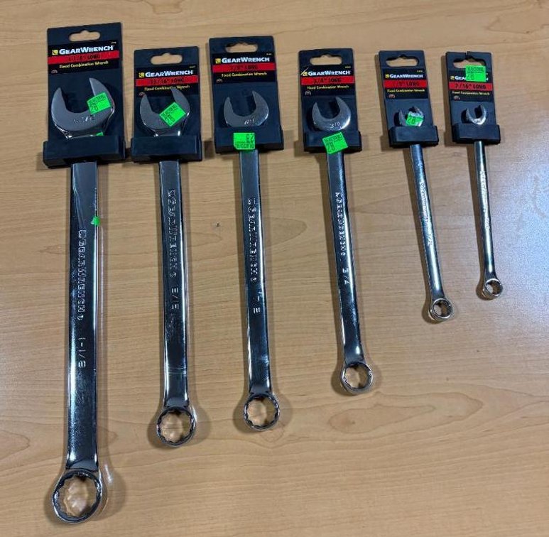 Six New GearWrench Fixed Combination Wrenches, 7/16in Up to1-1/8in