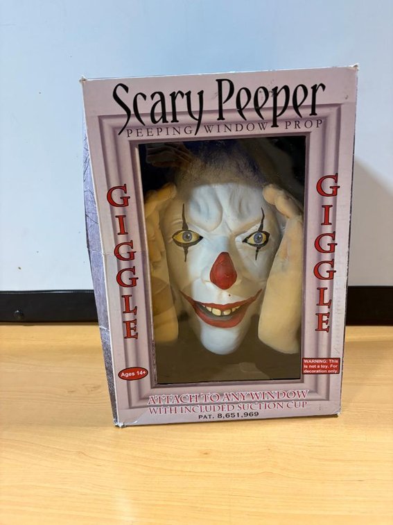 Scary Peeper Peeping Window Prop, Giggle, Attaches to Window w/ Included Suction Cup