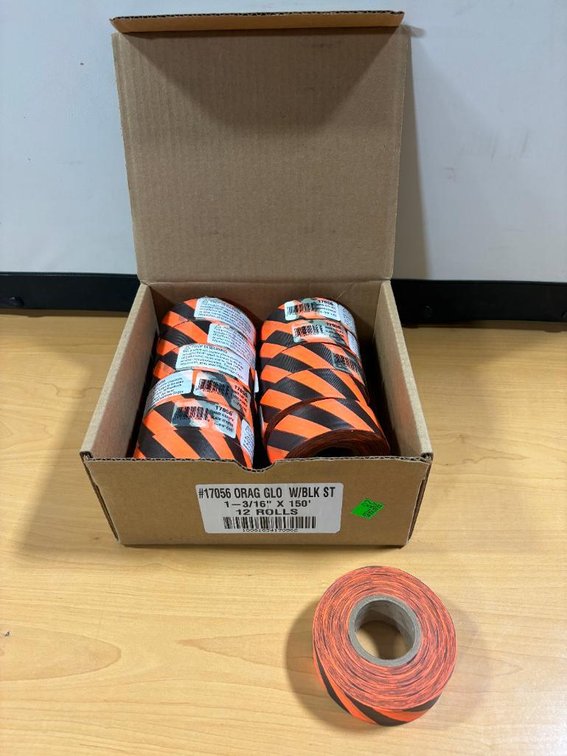 Case of 12 Rolls, Orange Glow, Load Marking Tape, 1-3/6in x 150ft, Case of 12