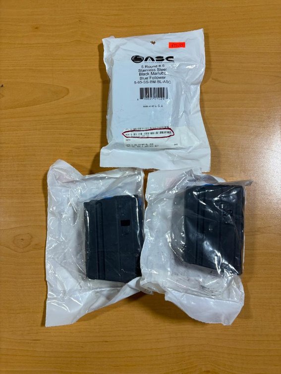 Lot of 3, NEW ASC 5-Round S.S. Black Marlube Blue Follower Magazines