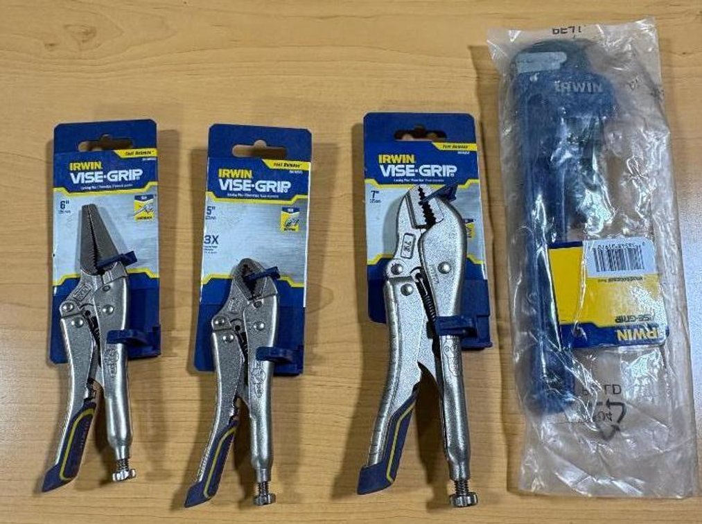 Lot of 4, NEW, Irwin Vise-Grips, Brand New, 3 Styles & Irwin Vise-Grip Pipe Wrench, 5in, 6in, 7in