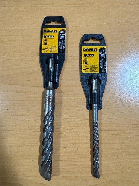 Lot of 2, New DeWalt Bits, 3/8in & 3/4in, Concrete