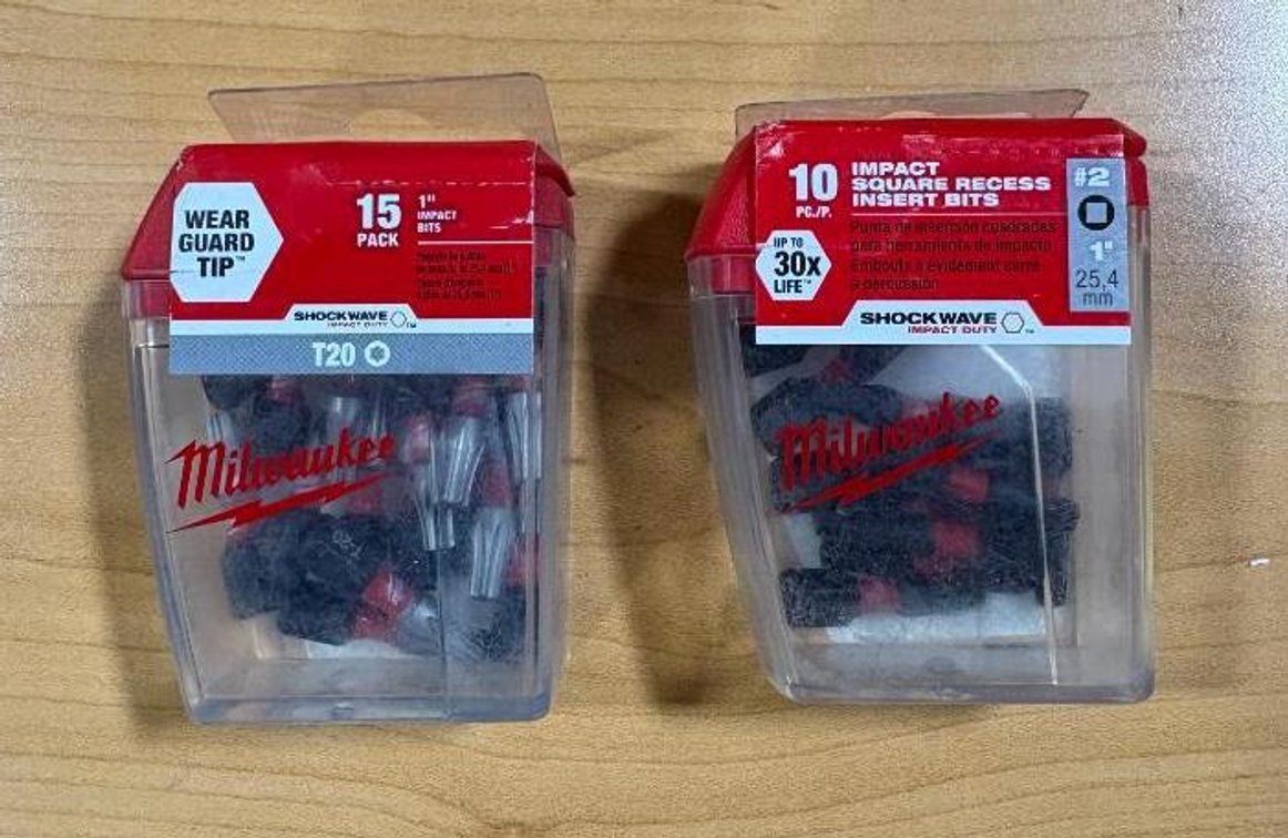 Two New 15-Pack Sets of 1in Impact Bits & 10pc Impact Square Recess Insert Bits