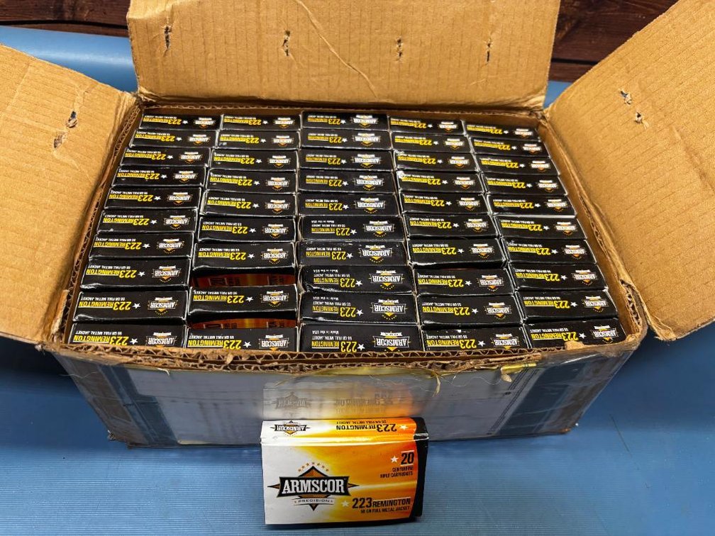 (50) Boxes of Armscor 223 Remington 55 Gr FMJ Rifle Cartridges - 20 Round Each