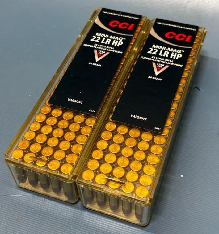 (2) CCI Mini-Mag 22 LR Hollow Point 36 Grain - 100 Cartridges Each