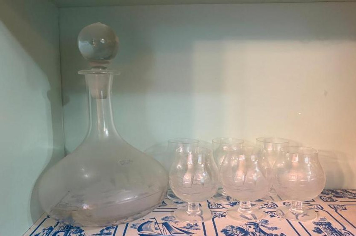 Mid-Century Modern Decanter and Glasses Set