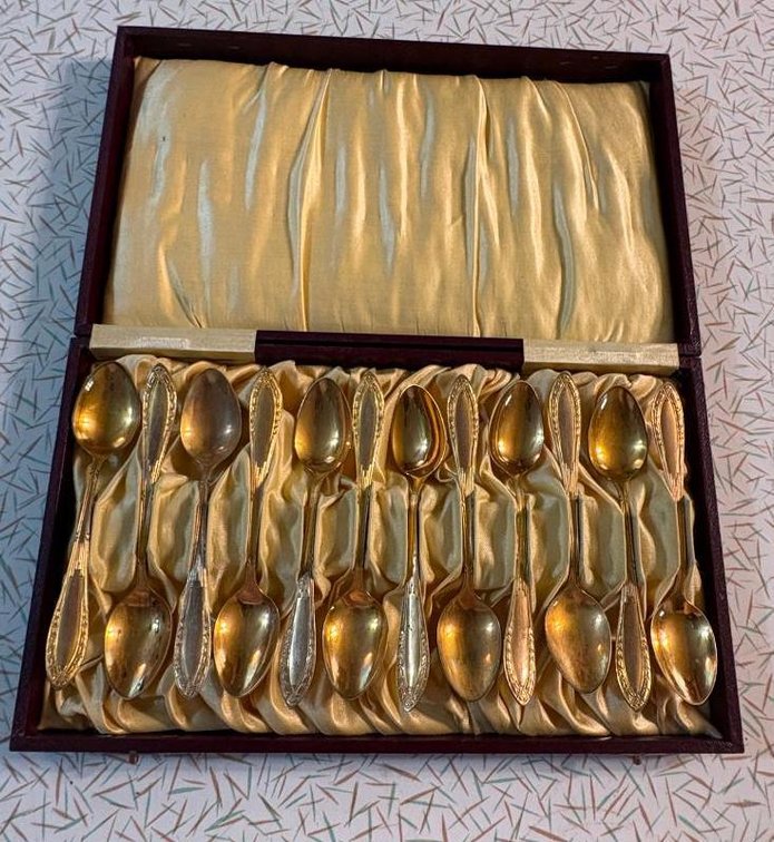 Set of Gold Tone Spoons, 12pc Set