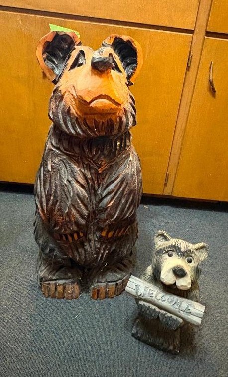 Two Wood Carved Bears