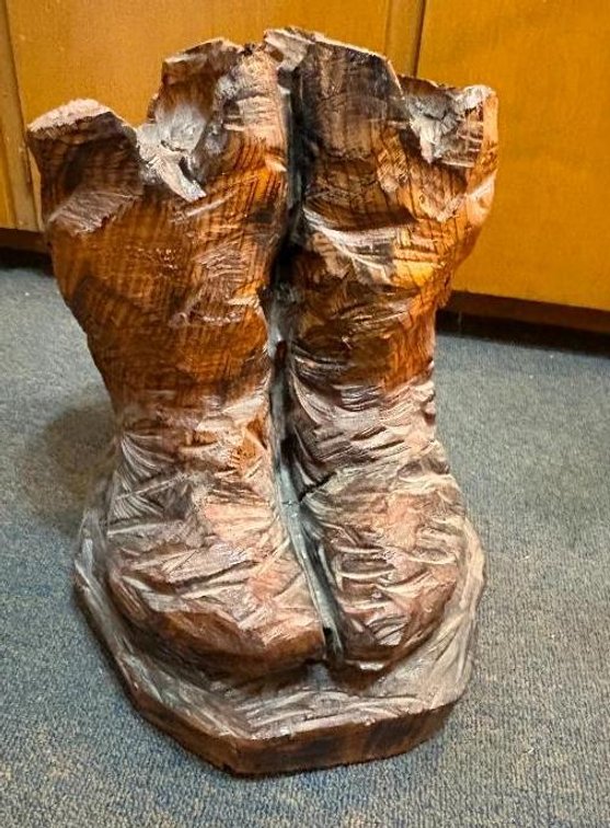 Wood Carved Cowboy Boots