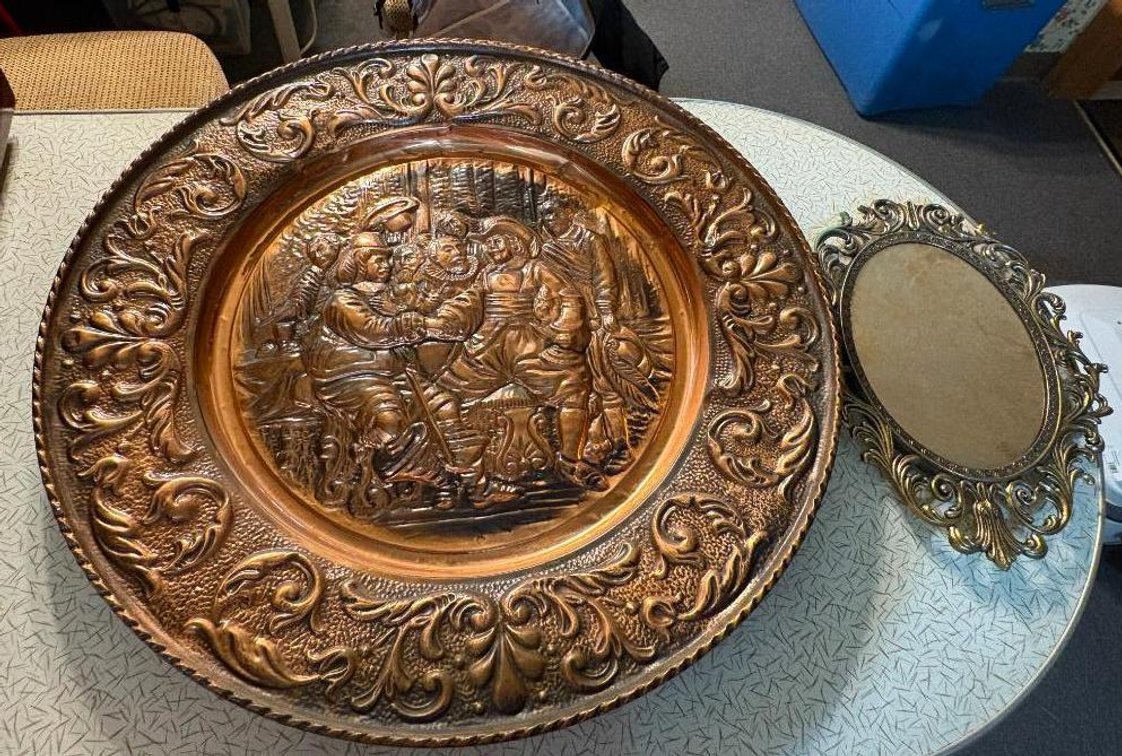 Holland Tassa Theme Brass Charger and Victorian Mirror
