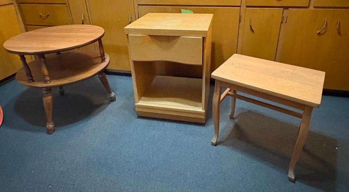 Set of Three, End Tables, Side Table w/ Two-Tier Shelves