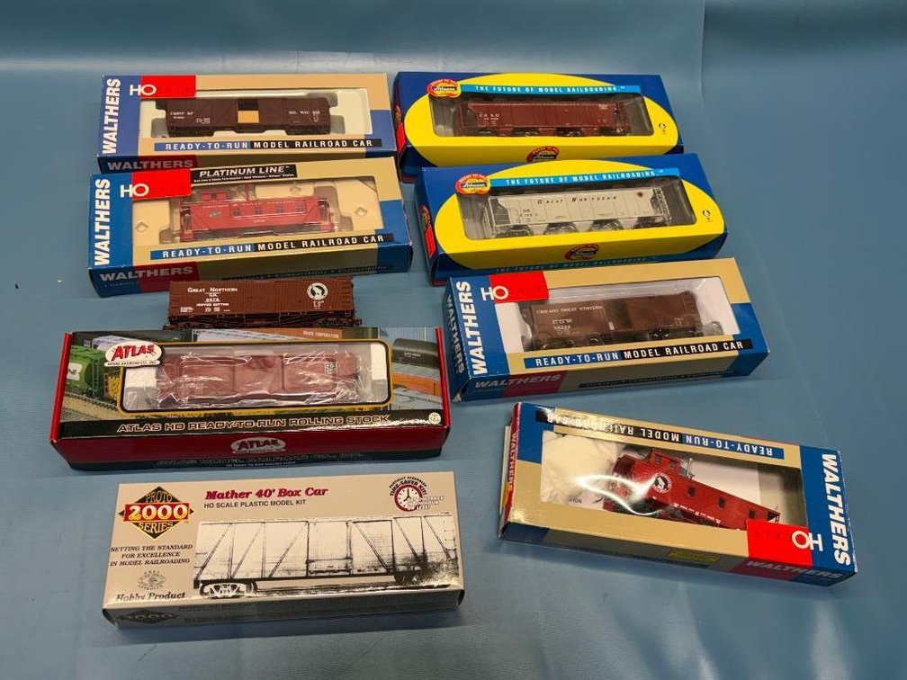 Lot of 8 HO Scale Model Trains in Box - See Images for Details