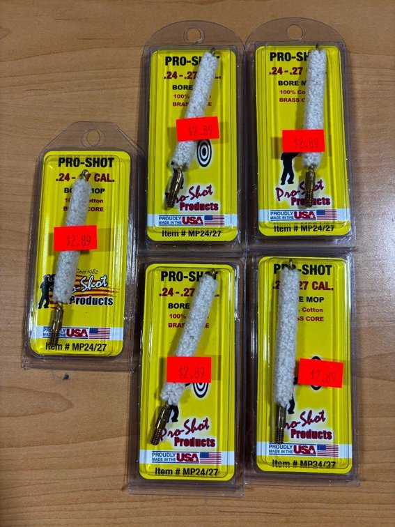 Lot of 5, New, Pro-Shot .24 - .27 Cal. Bore Mops, USA