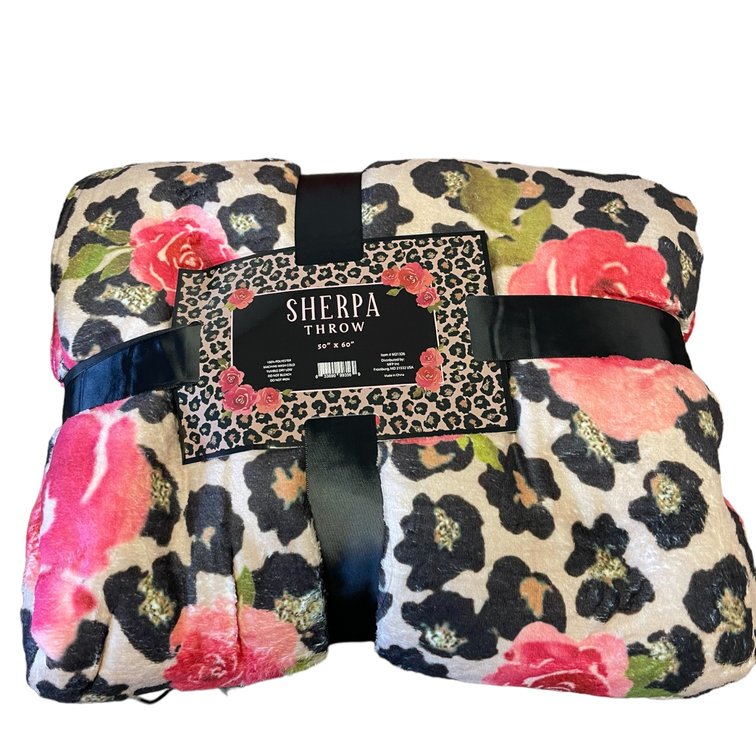 Floral Sherpa Throw 50"x60" 