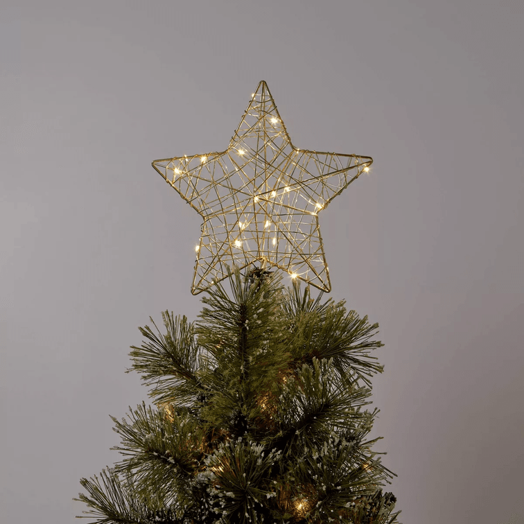 Set of 2 10" Lit Gold Wire Wrapped Star Christmas Tree Topper Warm White Dewdrop Lights - Wondershop™ (box damage)