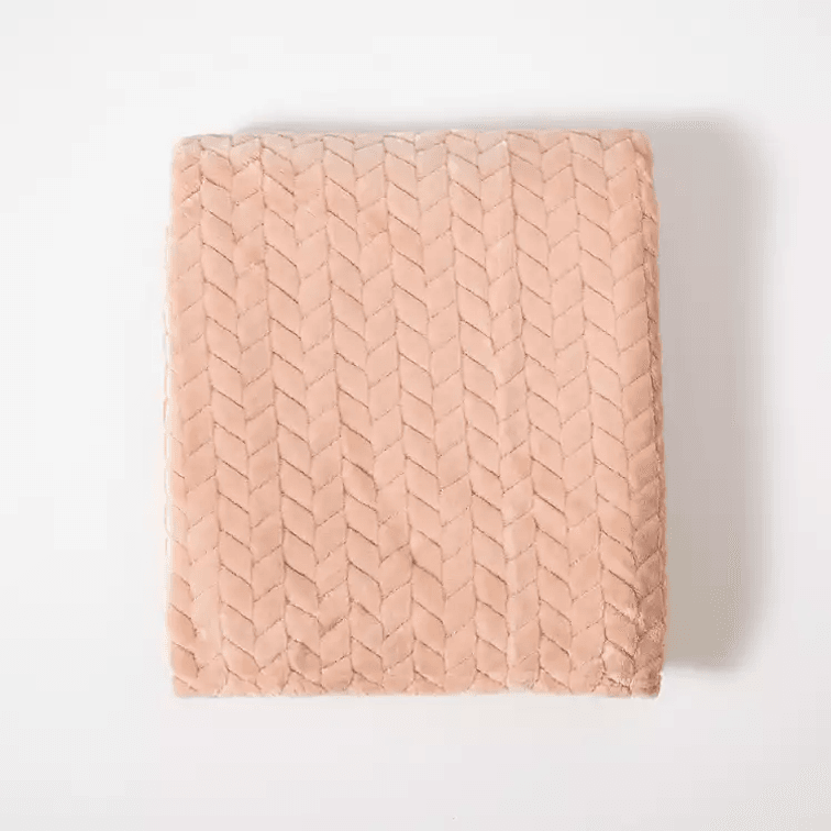 Pink Heavenly Herringbone Plush Throw 50"x70" 