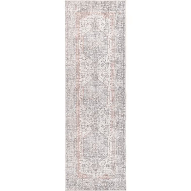 Jacquie Grey 3 ft. x 8 ft. Machine Washable Vintage Floral Indoor Runner Rug