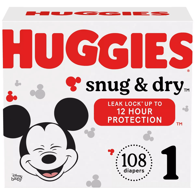 Huggies Snug & Dry Baby Disposable Diapers Size 1 (108 count)