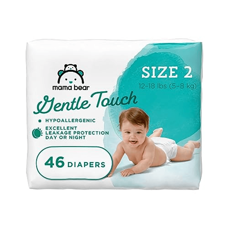 Mama Bear Gentle Touch Diapers, Hypoallergenic, Size 2, White, 46 Count