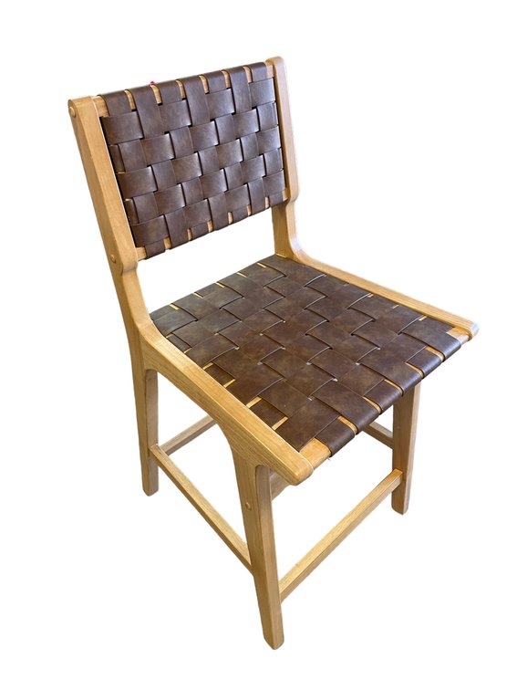 Single Counter Height Woven Light Wood Chair